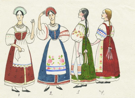 Неизвестный художник. Хор женский. Эскизы костюмов. Эскиз № 26, I акт